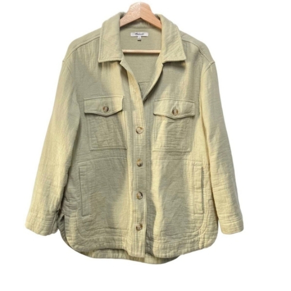Madewell Gauzy Sage Green Soft Oversized Shirt Jacket Pockets - Picture 1 of 10